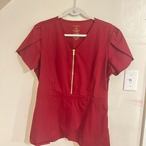 Jaanuu Women's Red Zip-Front Blouse